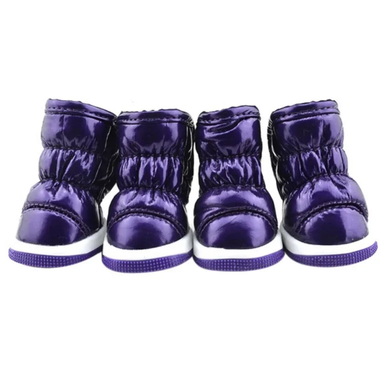 4Pcs Set Winter Dog Shoes Waterproof Non Slip Warm Boots For Small Dogs