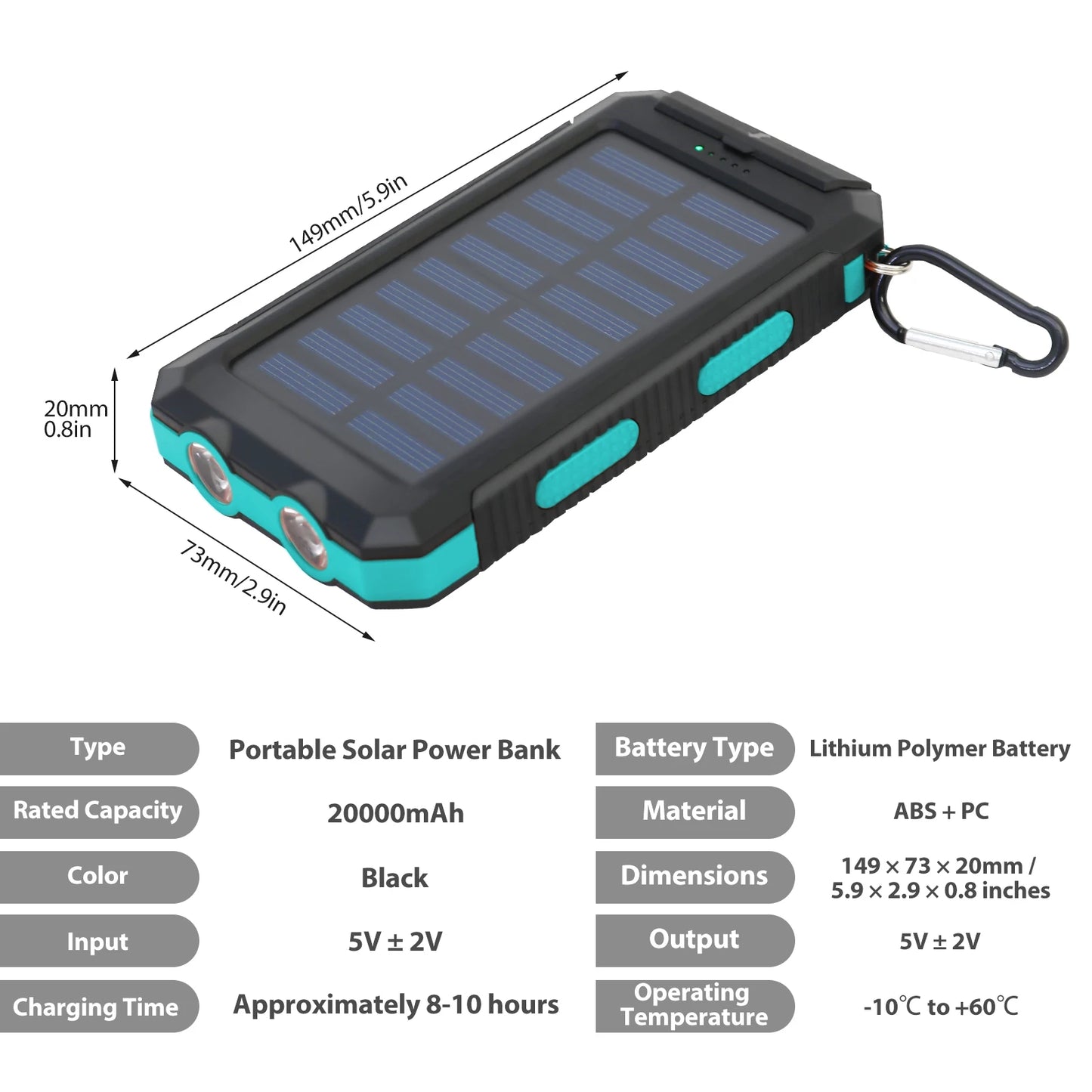 Power your adventures with a rugged 20000mAh solar charger built for off‑grid reliability.