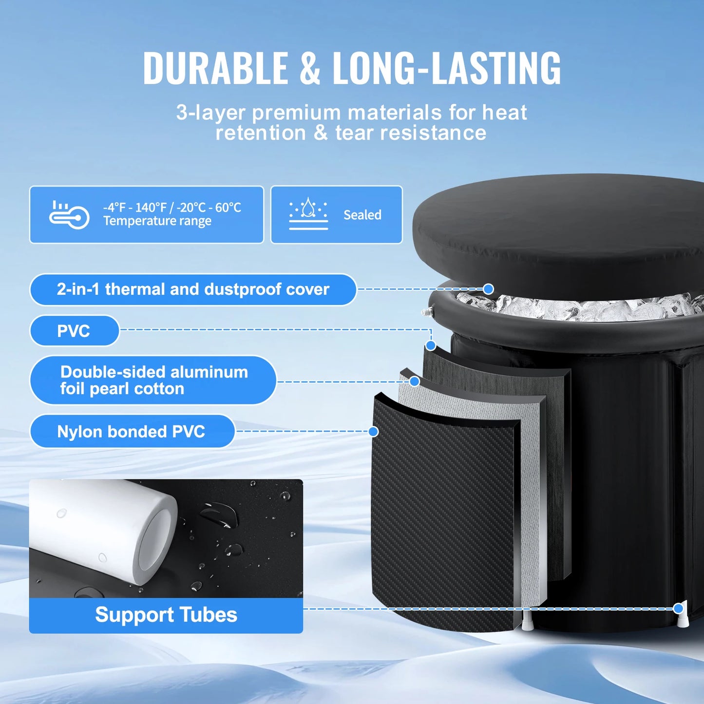SucceBuy Ice Bath Tub Cold Water Therapy Plunge Pool Portable