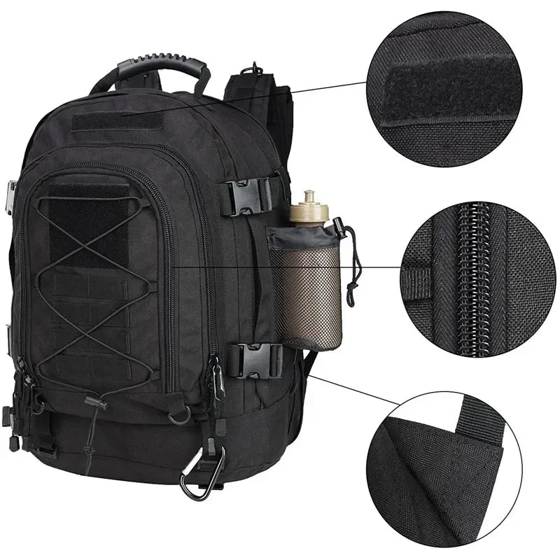 From Q, a trusted outdoor gear brand, this Extra Large 60L Tactical Backpack powers your adventures with rugged durability and all-day comfort.