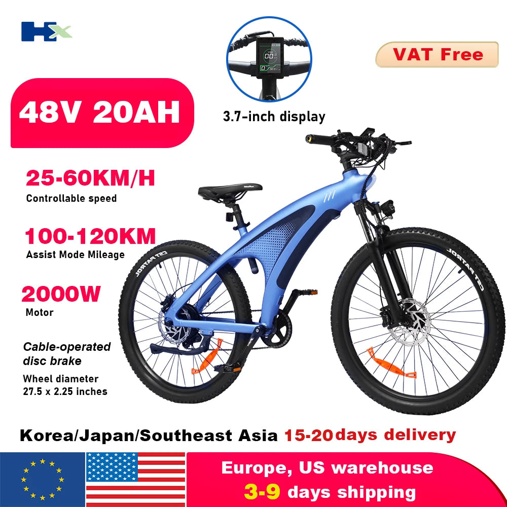HX Q5 Ebikes 2000W Adults Electric Bike Bicycle 2000W 48V 20AH 27.5 Inch Off-Road Tire Electric E Bikes Mountain Ebike
