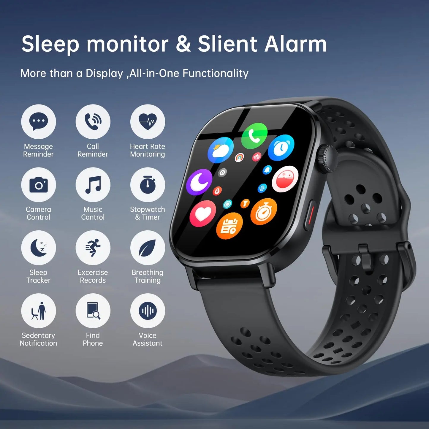 【2026 NEW】Smart Watch Men 2.06" AMOLED Always-On Display GPS Bluetooth Call 5ATM Waterproof 100+ Sports Heart Rate SpO2 Monitor Altimeter Compass 7-10 Day Battery Fitness Tracker for Android iOS