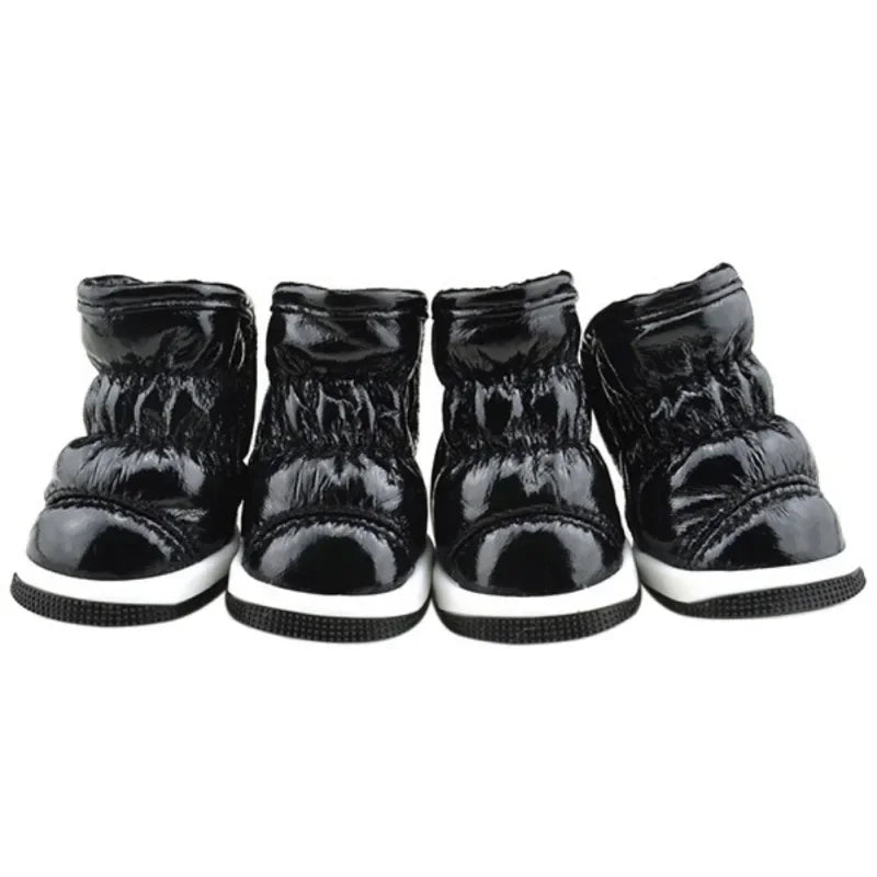 4Pcs Set Winter Dog Shoes Waterproof Non Slip Warm Boots For Small Dogs