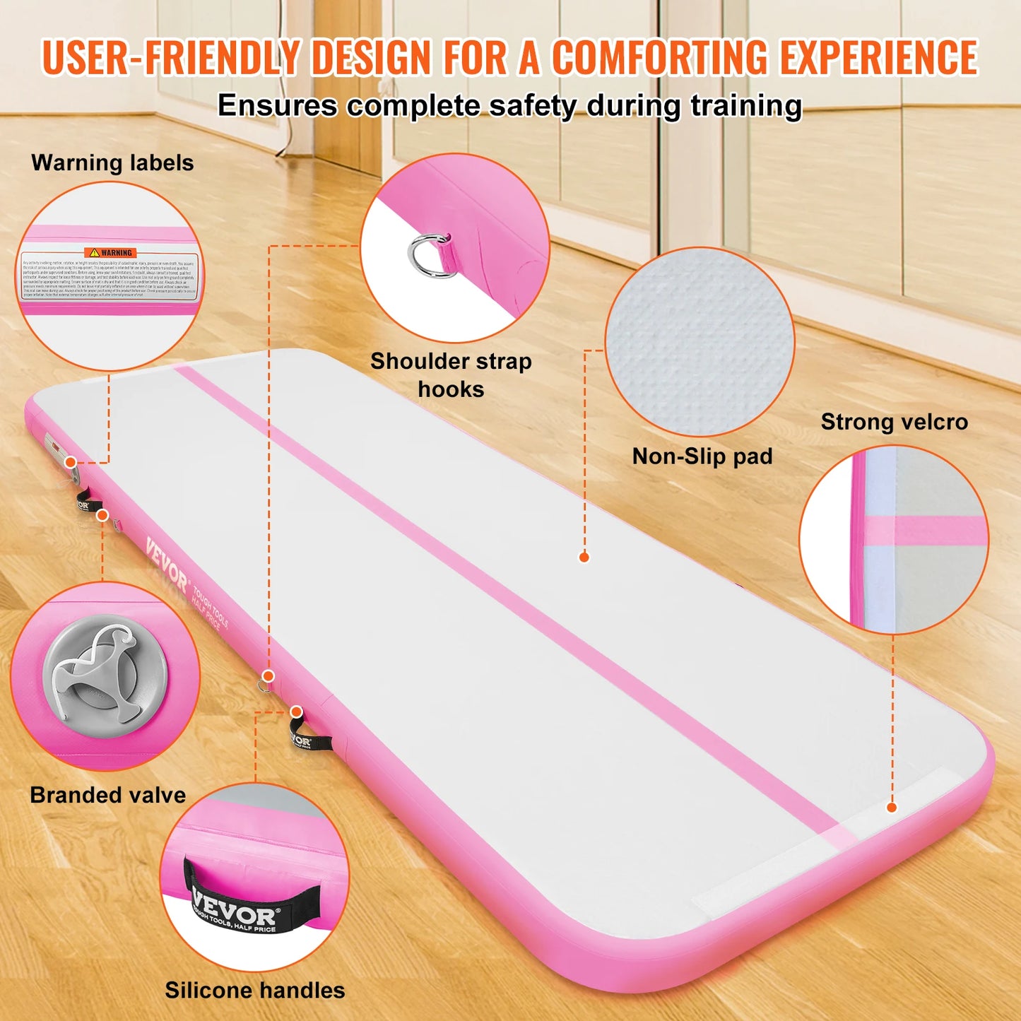 SucceBuy 10/13/16ft Gymnastics Air Mat 4inch Thickness Tumbling Mat Inflatable Gymnastics Training Mats for Home/Gym/Training