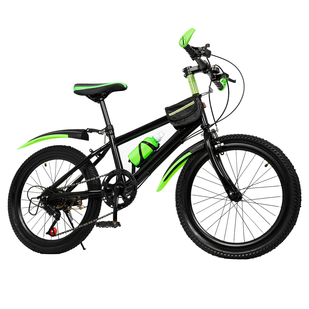 20 Inch 7 Speed Kids Mountain Bike with Storage Bag and Compass Bell