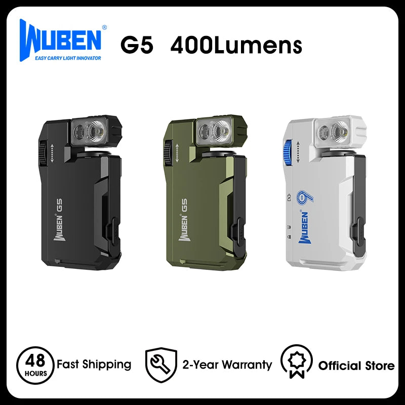 WUBEN G5 Rechargeable EDC Flashlight 400 Lumens RGB Dual Light