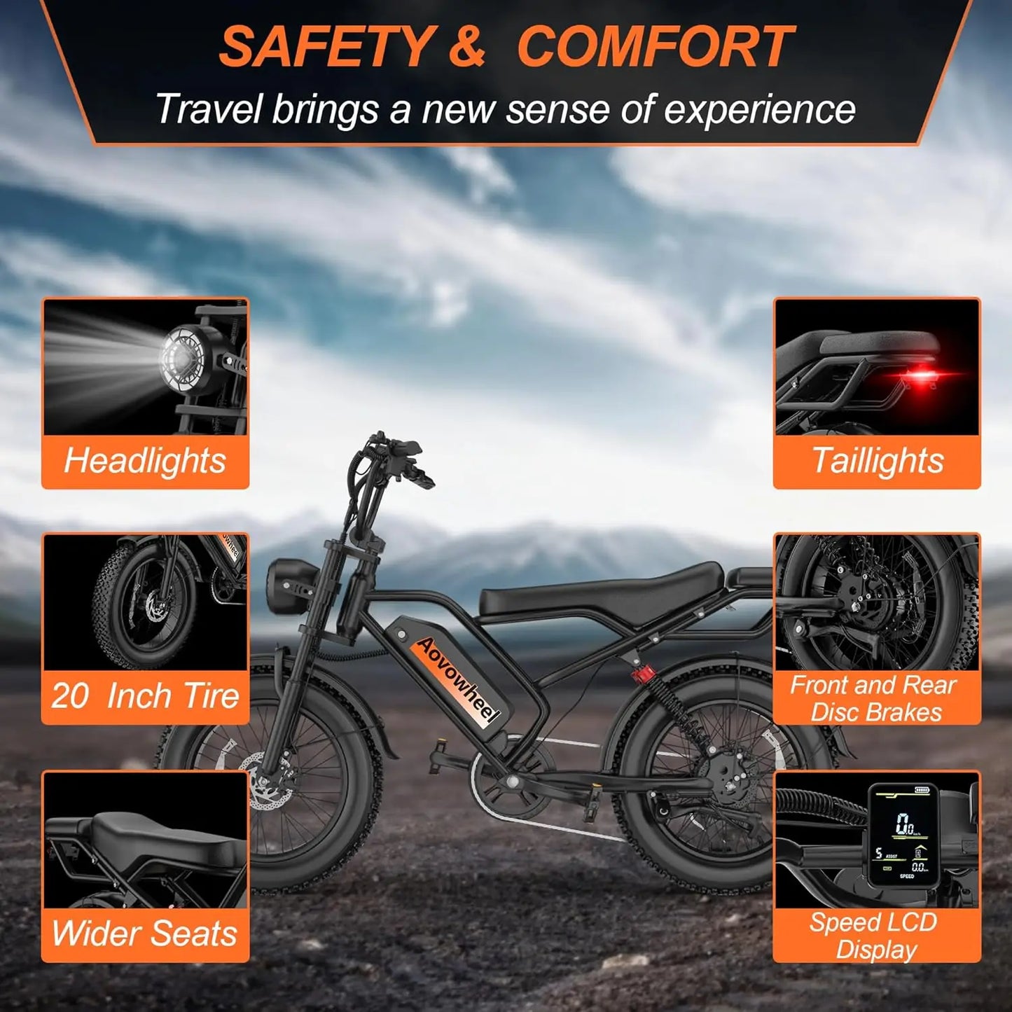 20" Fat Tire Electric Dirt Bike with 48V 18Ah Battery 70 Miles Electric Motorcycle Ebikes 31MPH Top Speed Full Suspension