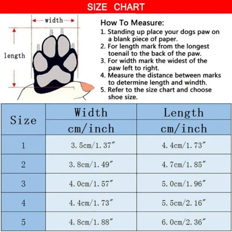 4Pcs Set Winter Dog Shoes Waterproof Non Slip Warm Boots For Small Dogs