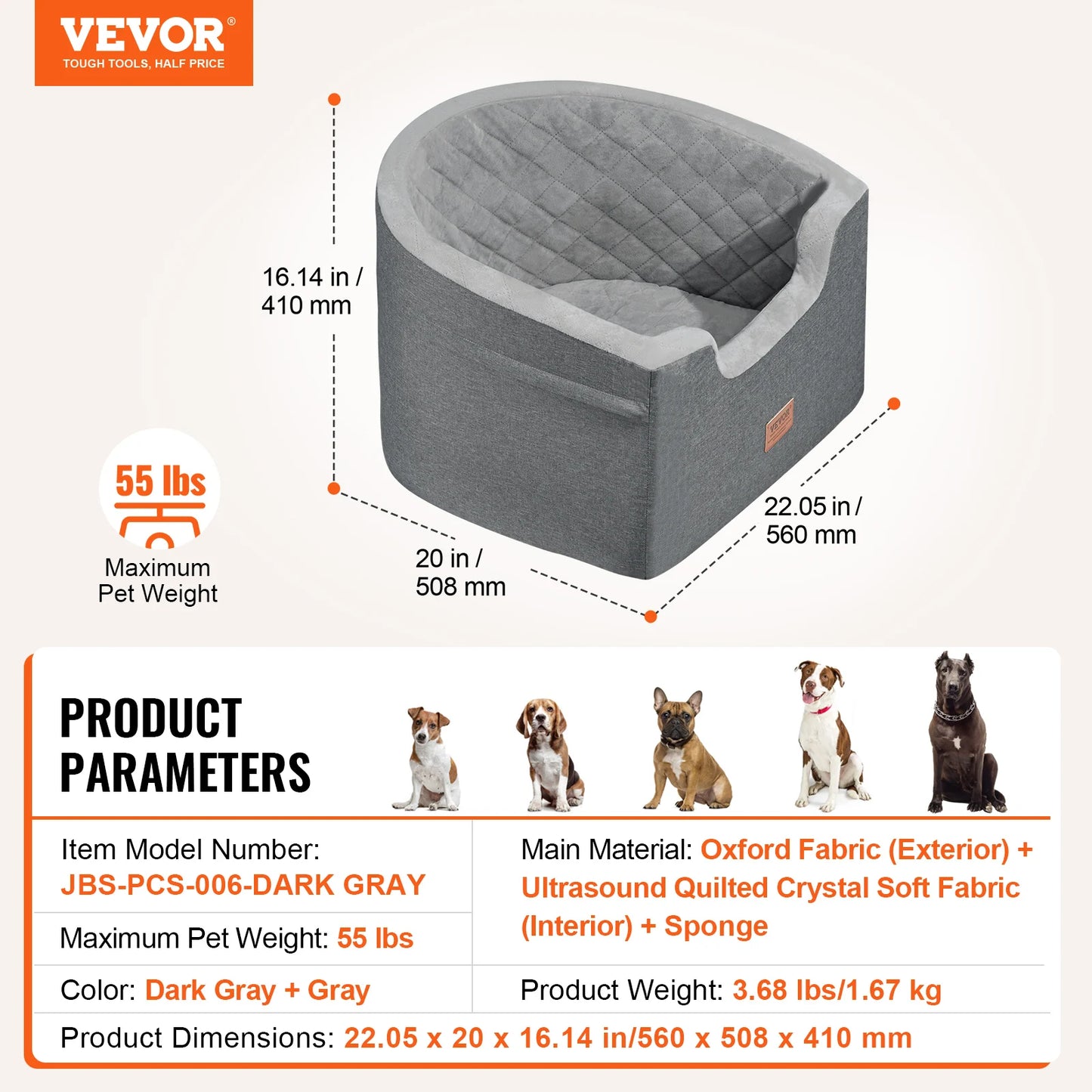 SucceBuy Waterproof Dog Car Seat Booster For Medium To Large Dogs