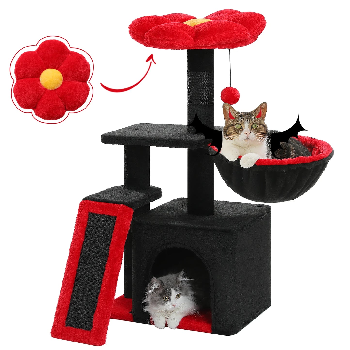 PEQULTICN Small Cat Tree With Three Levels Sisal Scratching Post