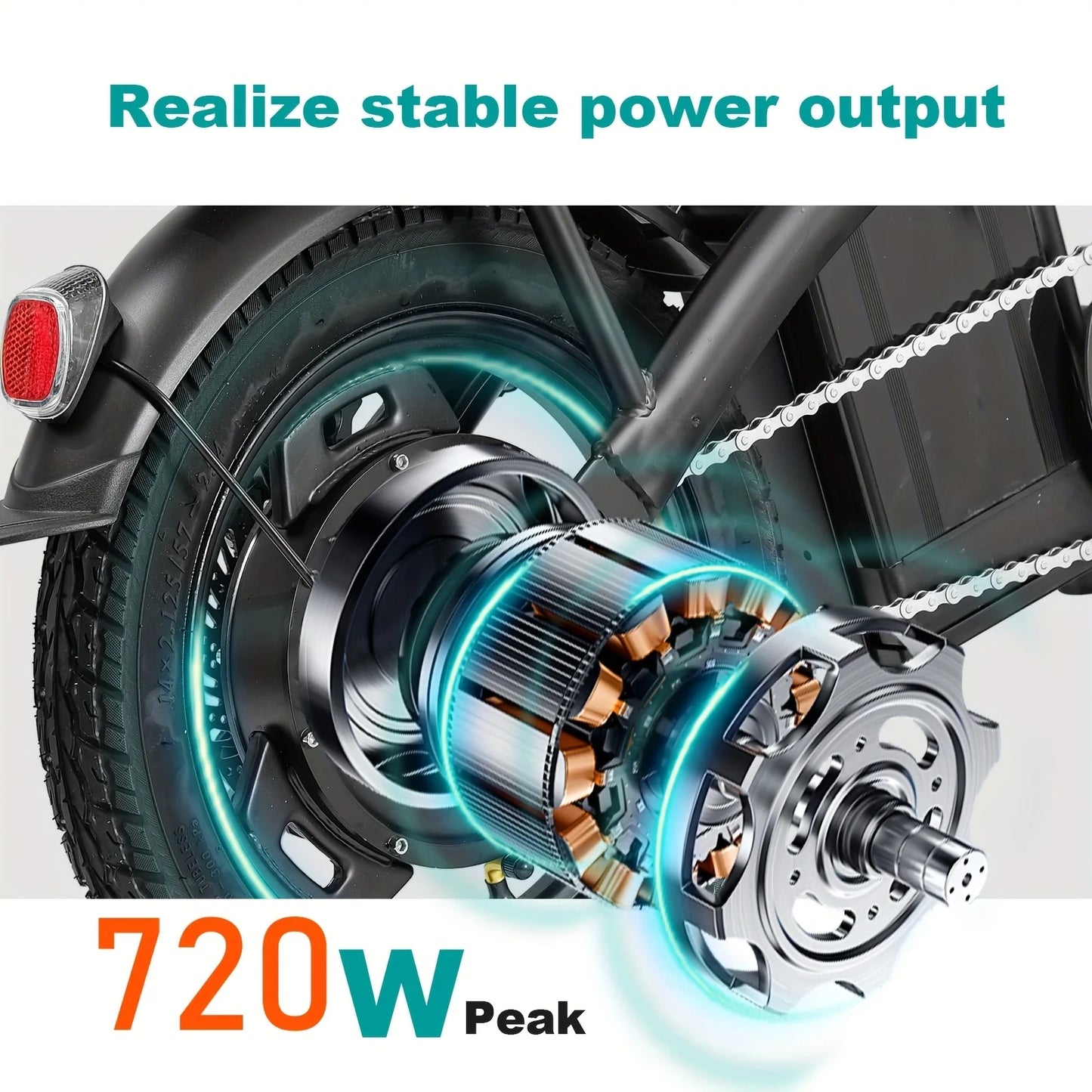 Power through your daily commute with the LELEKUA 14 inch folding electric bike, designed for effortless urban travel and dependable reliability.