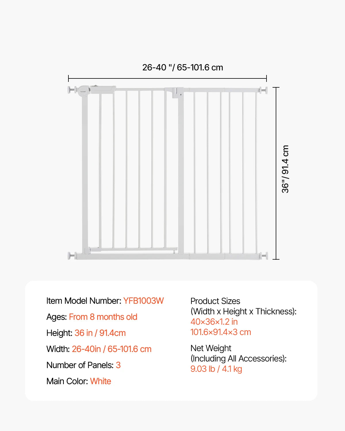 SucceBuy Baby Gate 28 30 36 Inches High Walk Through Pressure Mount