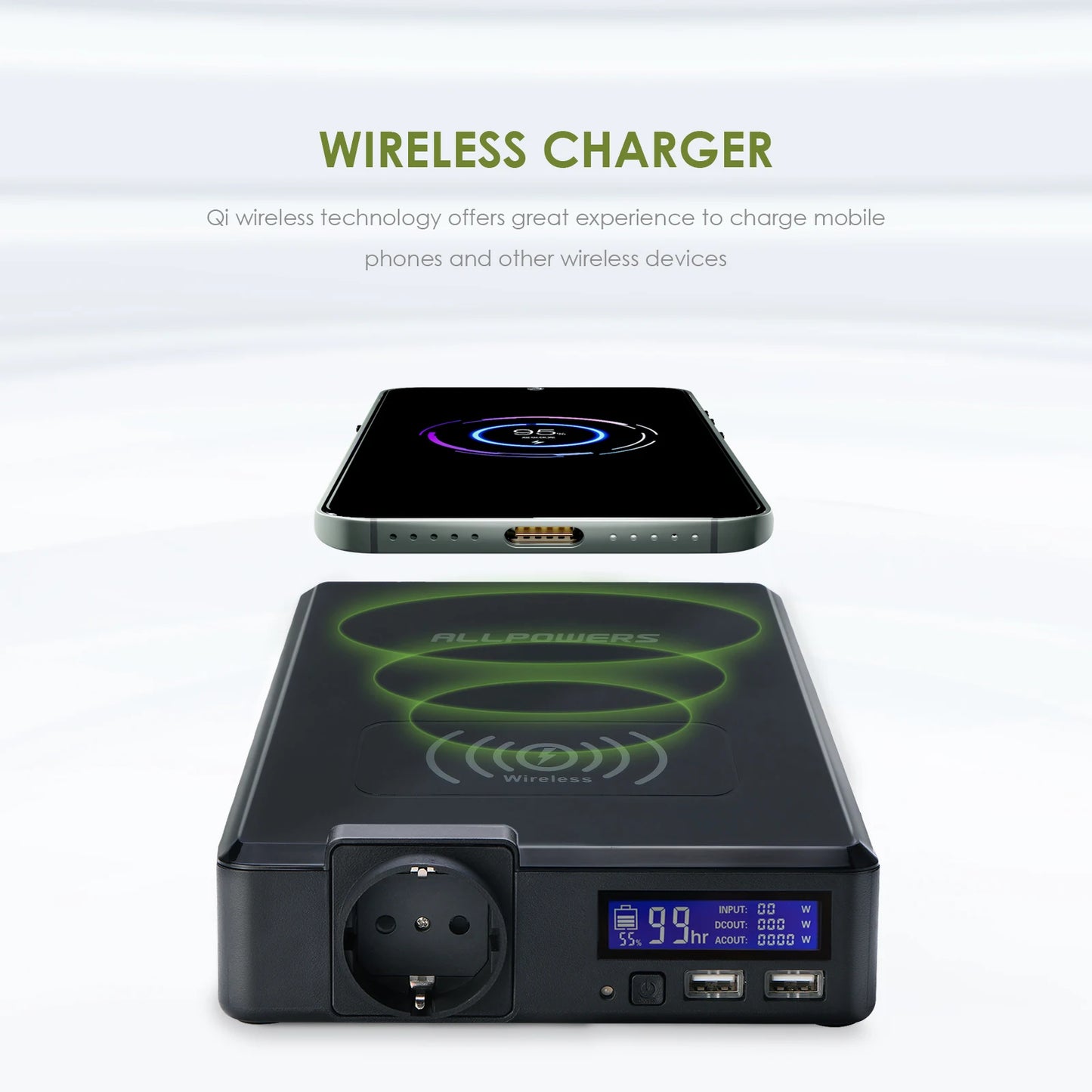 Allpowers 200W Portable Power Station 154Wh Solar Generator Wireless Charger
