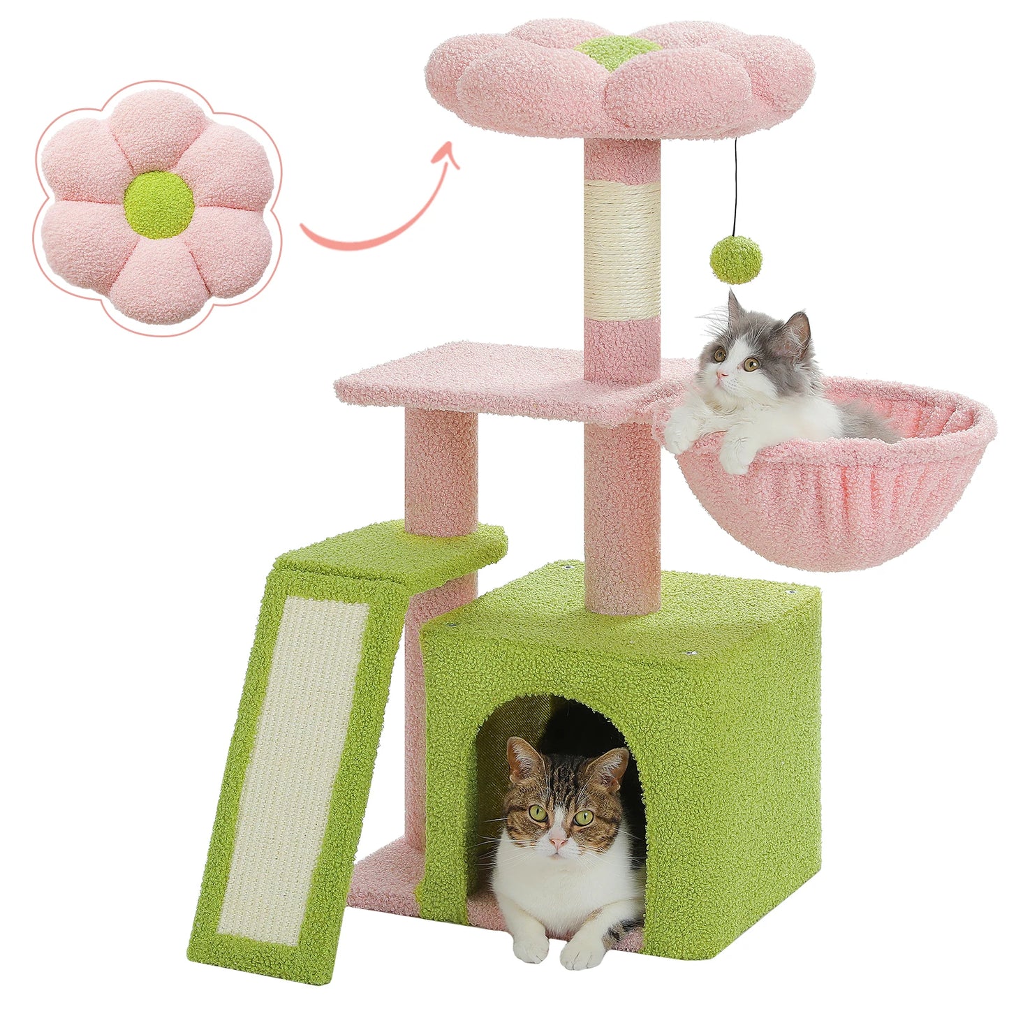 PEQULTICN Small Cat Tree With Three Levels Sisal Scratching Post
