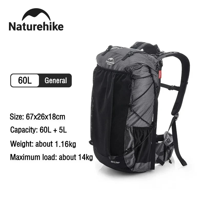 Conquer every trail with the Naturehike 60 Plus 5L waterproof backpack that keeps your gear secure from peak to campsite, rain or shine.