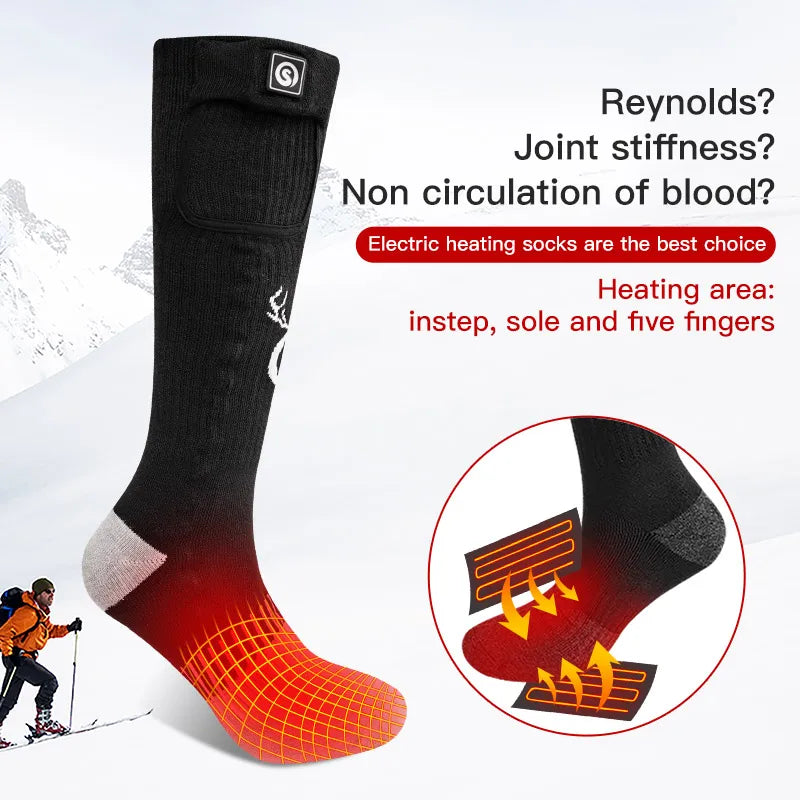 Snow Deer Rechargeable Heated Socks For Men Three Heat Settings 40C To 65C