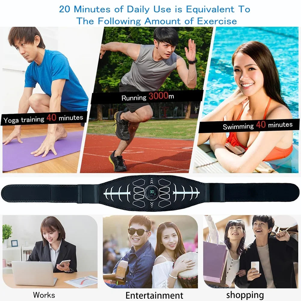 Experience a firmer core with Brangdy EMS Muscle Stimulator, a portable belt that tones abs and elevates your fitness routine.