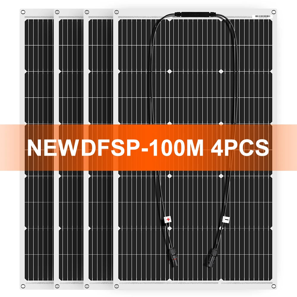 DOKIO 100W Flexible Monocrystalline Solar Panel Waterproof for RV Camping 12V