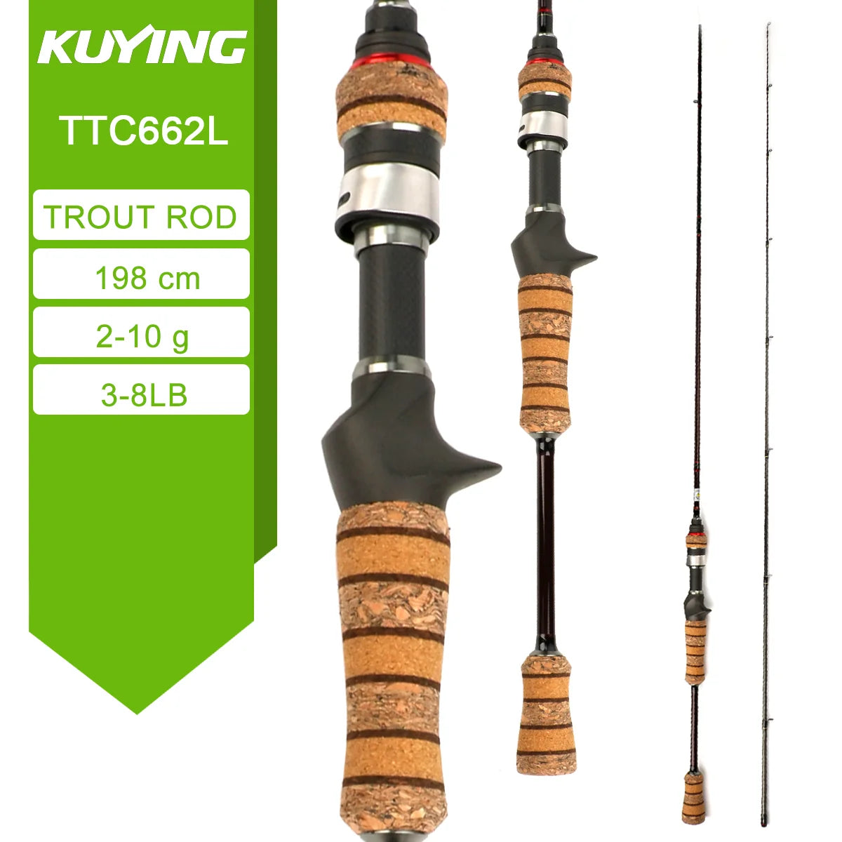 Experience featherweight sensitivity and rapid response with Kuying's Teton L Ul Sul carbon rod, designed for you to make ultralight lures and precise casts across lakes and rivers.