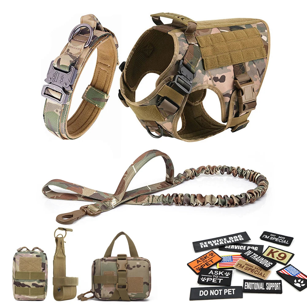 Equip your canine for focused training with the PETRAVELCN Military Large Dog Harness Vest Set.