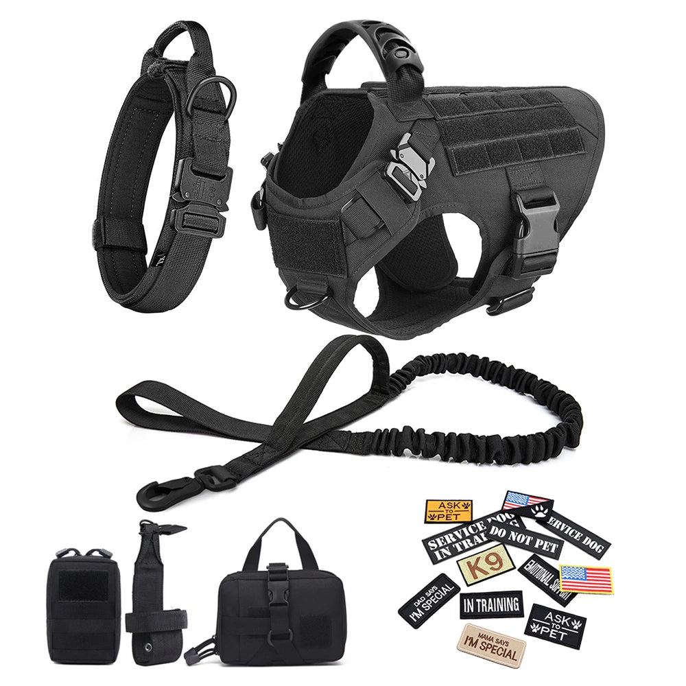 Equip your canine for focused training with the PETRAVELCN Military Large Dog Harness Vest Set.
