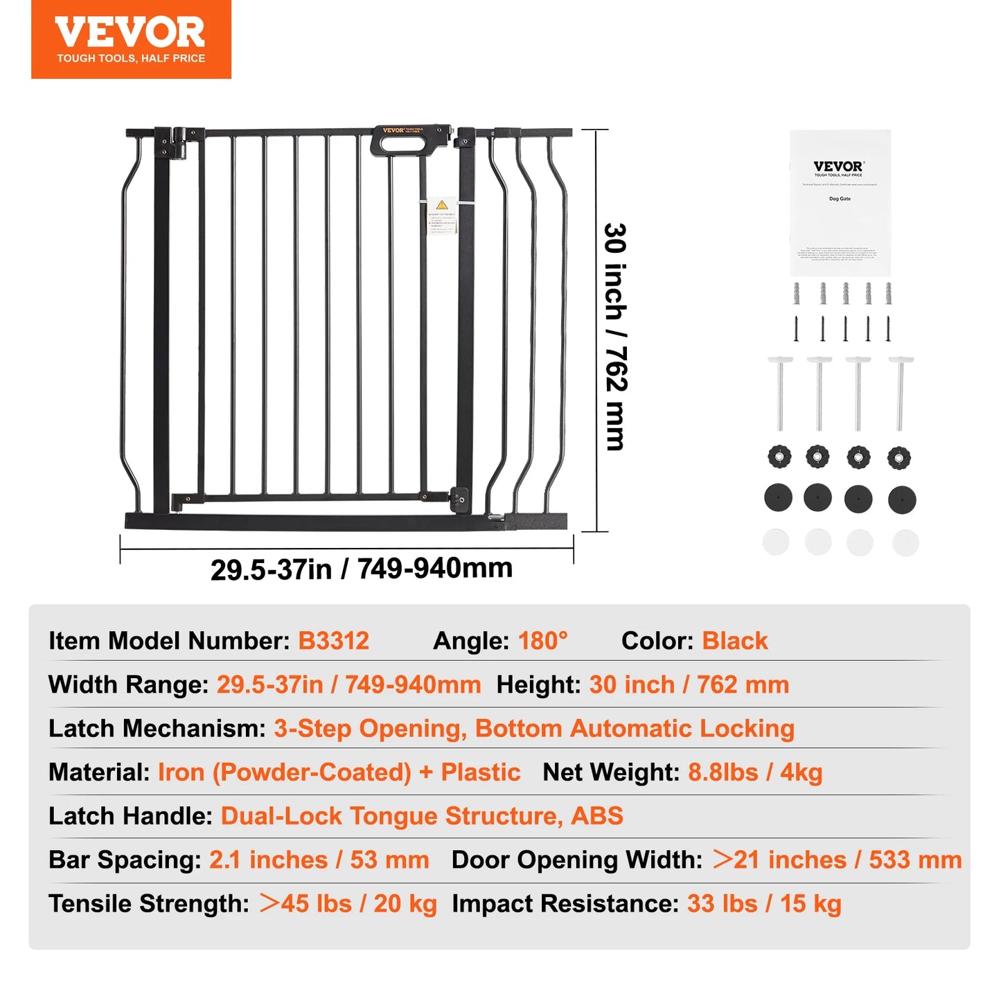 SucceBuy Baby Gate 28 30 36 Inches High Walk Through Pressure Mount