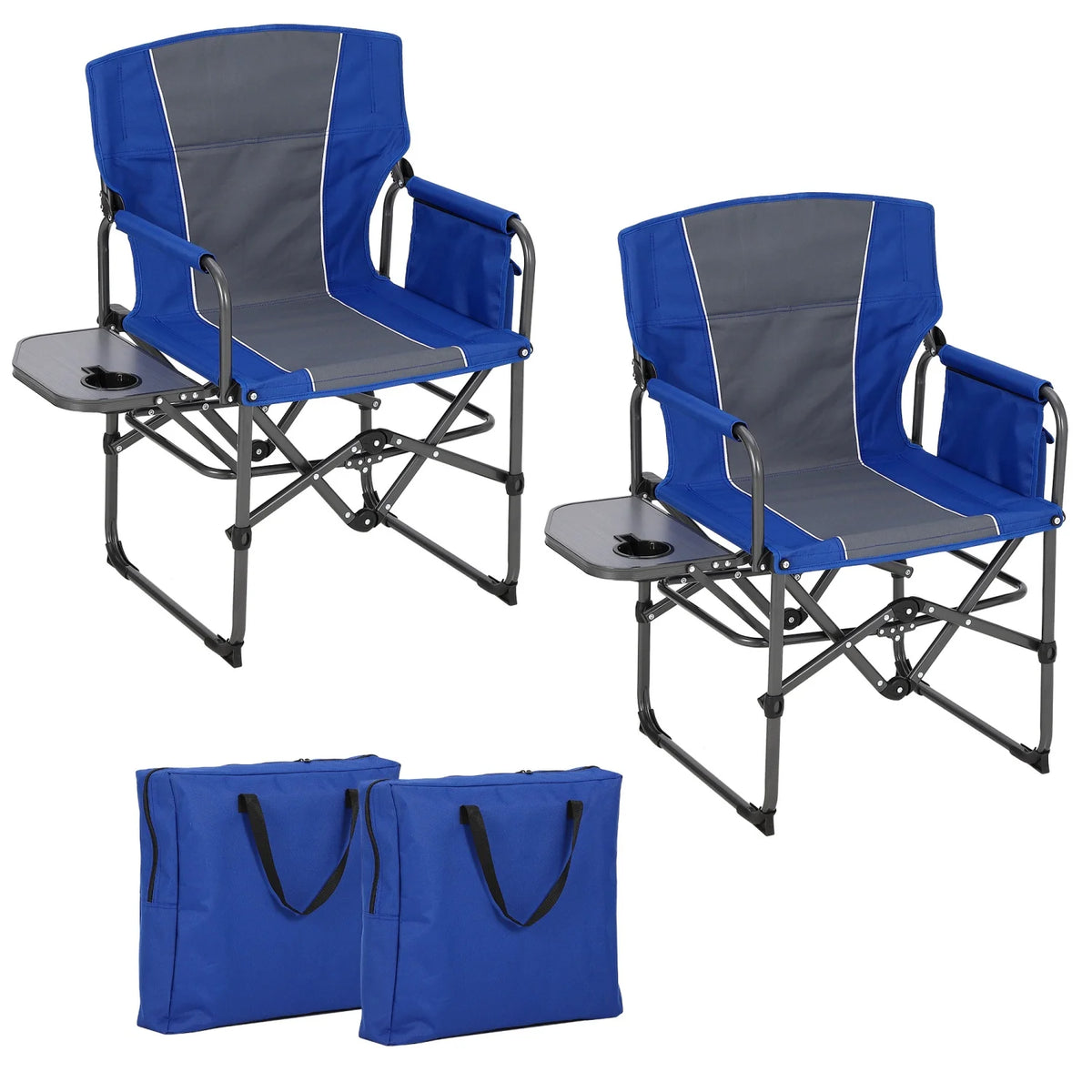 HiMISS 400 Lb Oversized Folding Directors Chair With Side Table
