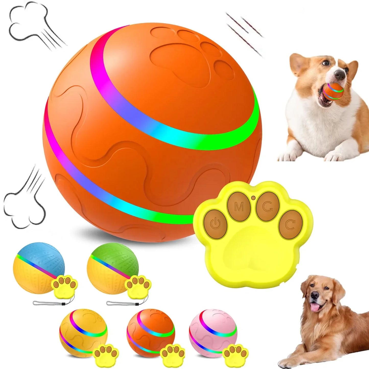 MeowMeows Active Rolling Ball For Dogs USB Rechargeable 2Point2Inch Toy
