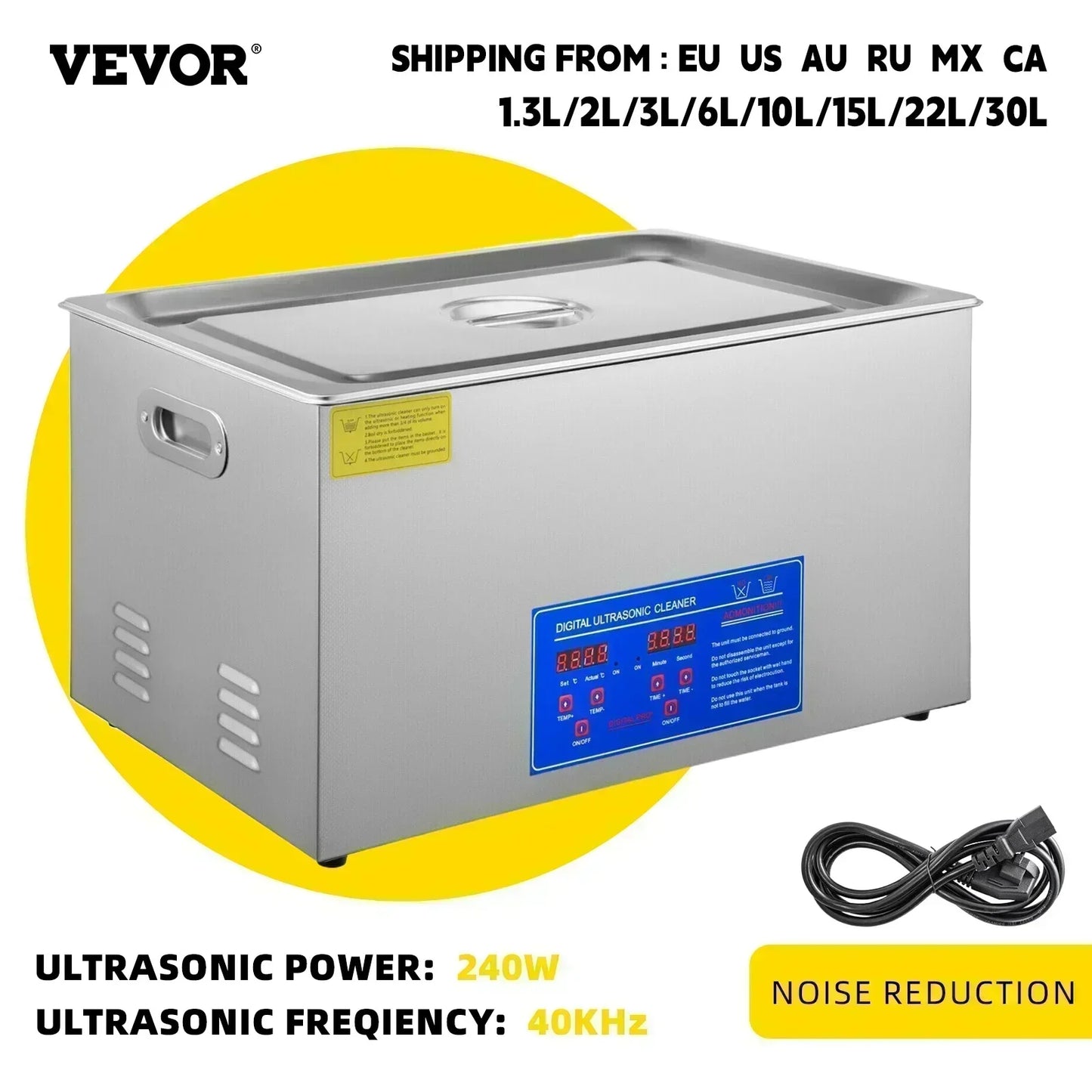 Experience professional-grade cleaning with the VEVOR ultrasonic cleaner, designed to blast away grime from everyday items with effortless efficiency.