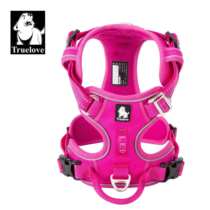 TrueLove CN Reflective Nylon Dog Harness No Pull Adjustable Vehicle Harness