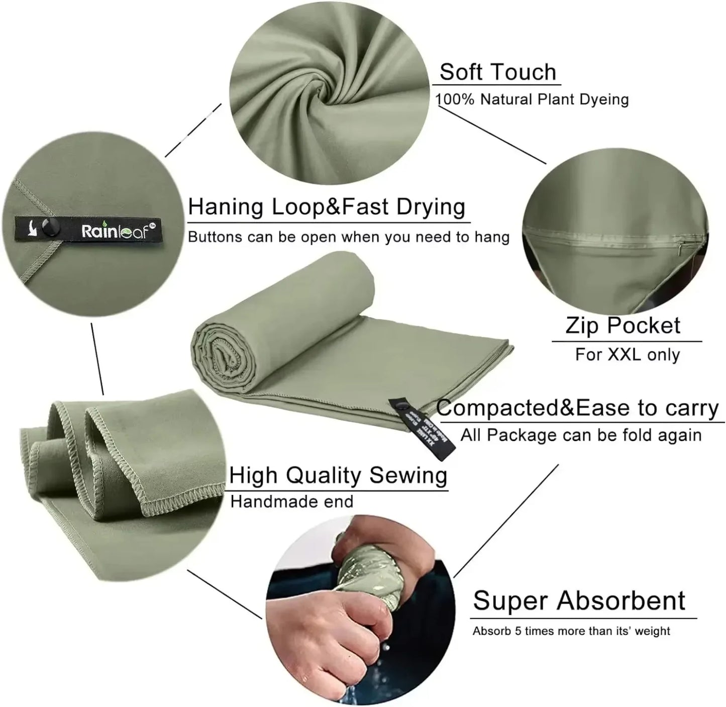 Stay ready for every adventure with DUTRIEUXCN's quick dry microfiber towel that dries fast and travels light.
