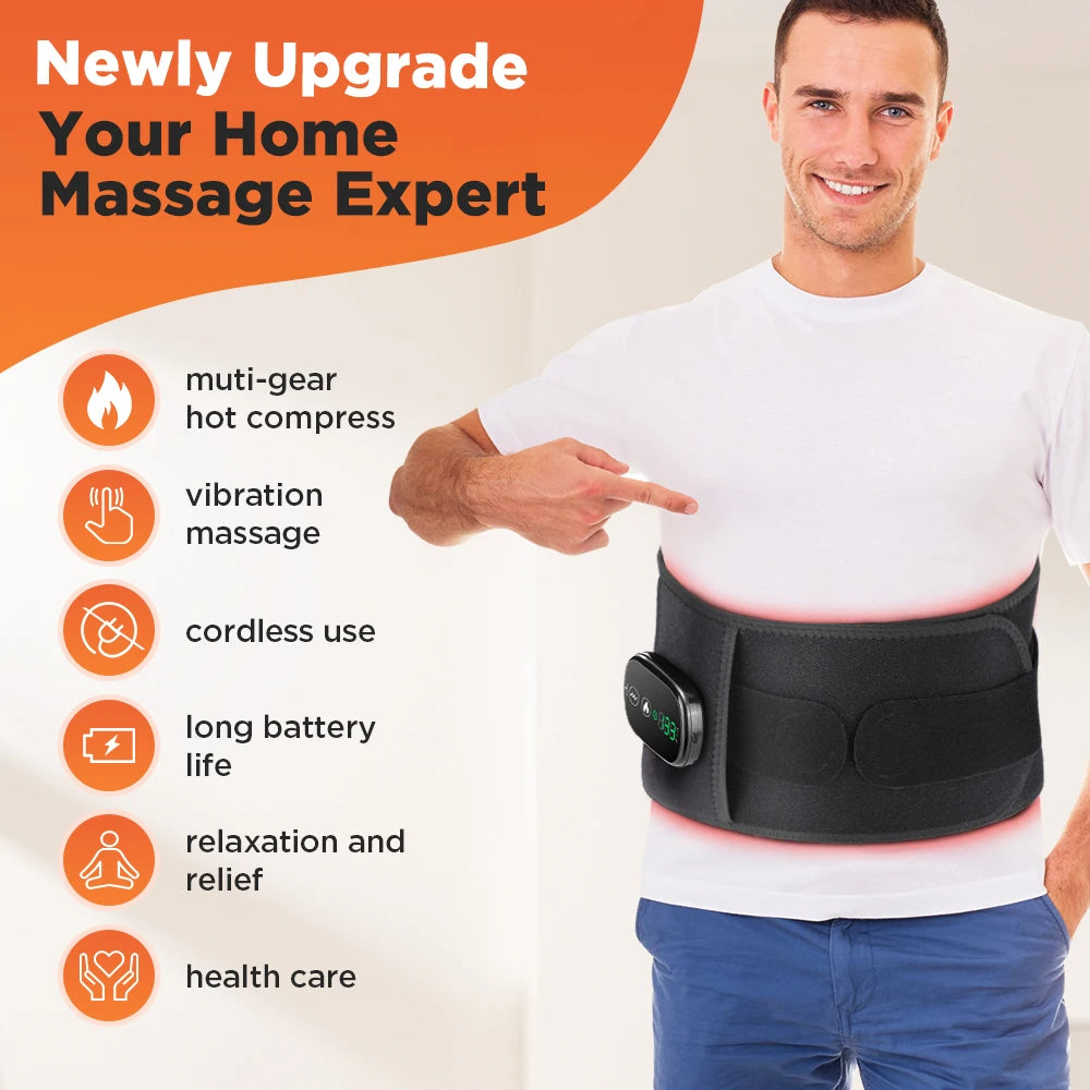 Experience targeted relief with the Hailicare Heating Vibration Massager Belt, a versatile waist wrap that combines warming red-light heat, oscillating vibration, and supportive back protection for everyday comfort.