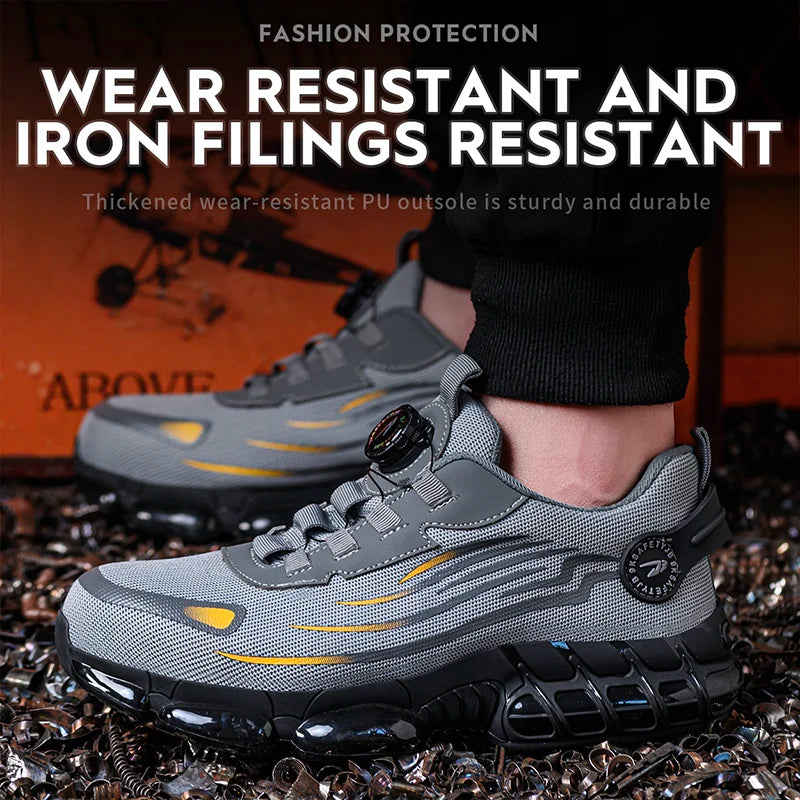 Breathable Lace Free Soft Sole Safety Shoes For Men Anti Smash And Puncture