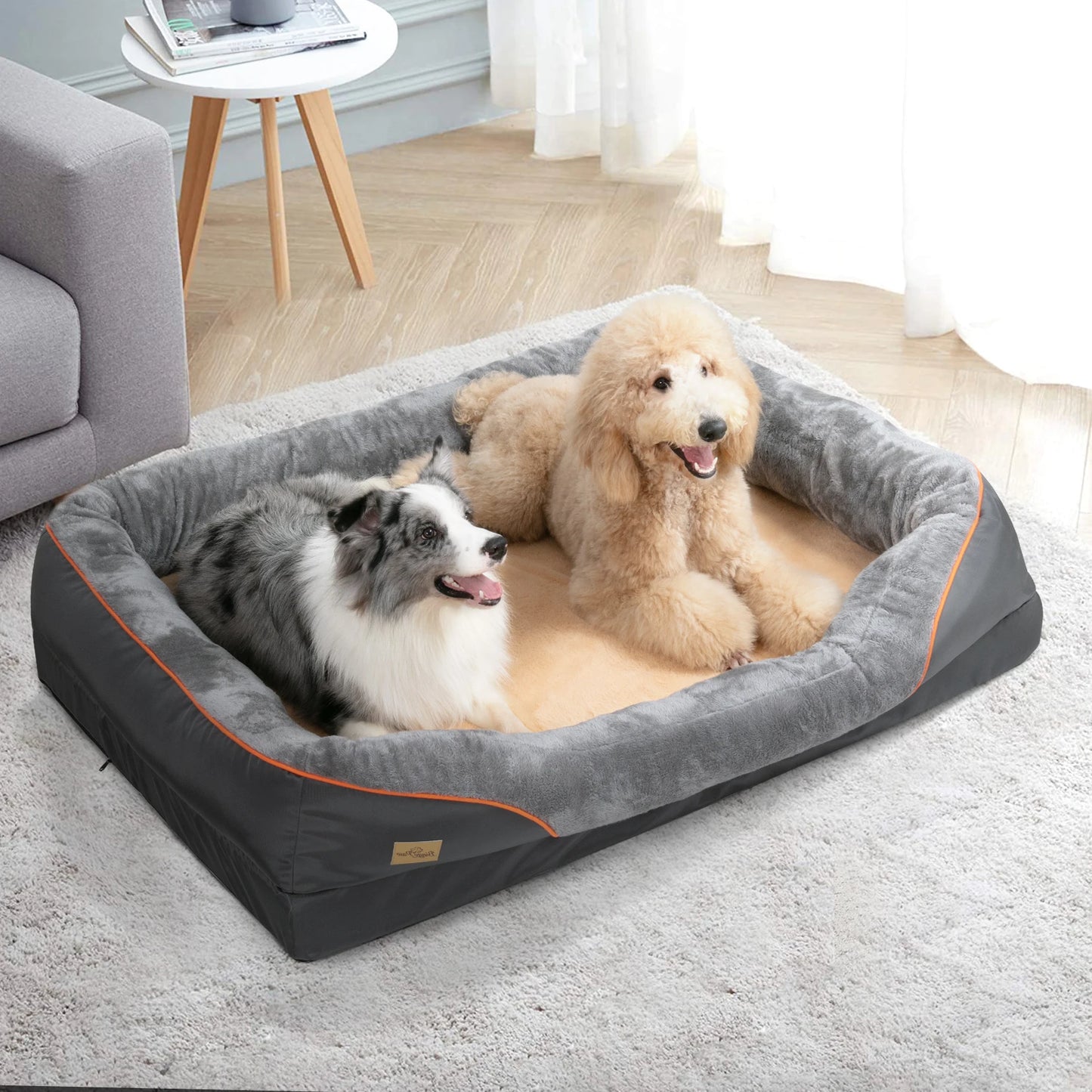 BINGOPAW Large Dog Bed With Warm Fleece Removable Cover Anti Allergy Waterproof