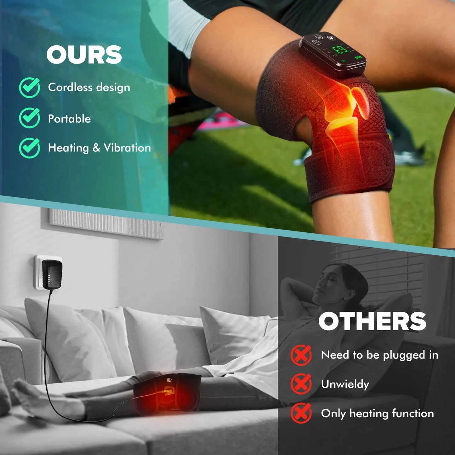 Experience targeted relief for your knees and joints with the Intelligent Electric Heating Knee Protection Massage device, a versatile wrap that combines warm therapy and gentle vibration for everyday comfort.
