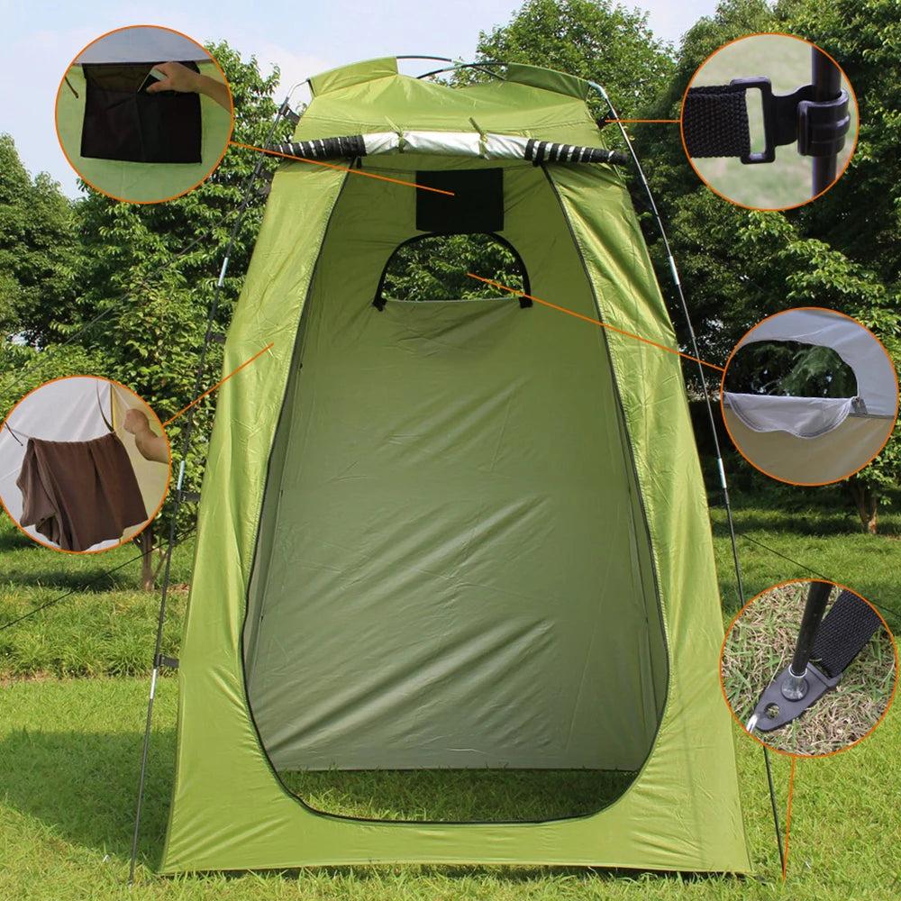 6Ft Camping Shower Tent Privacy Changing Room Canvas Aluminum Poles