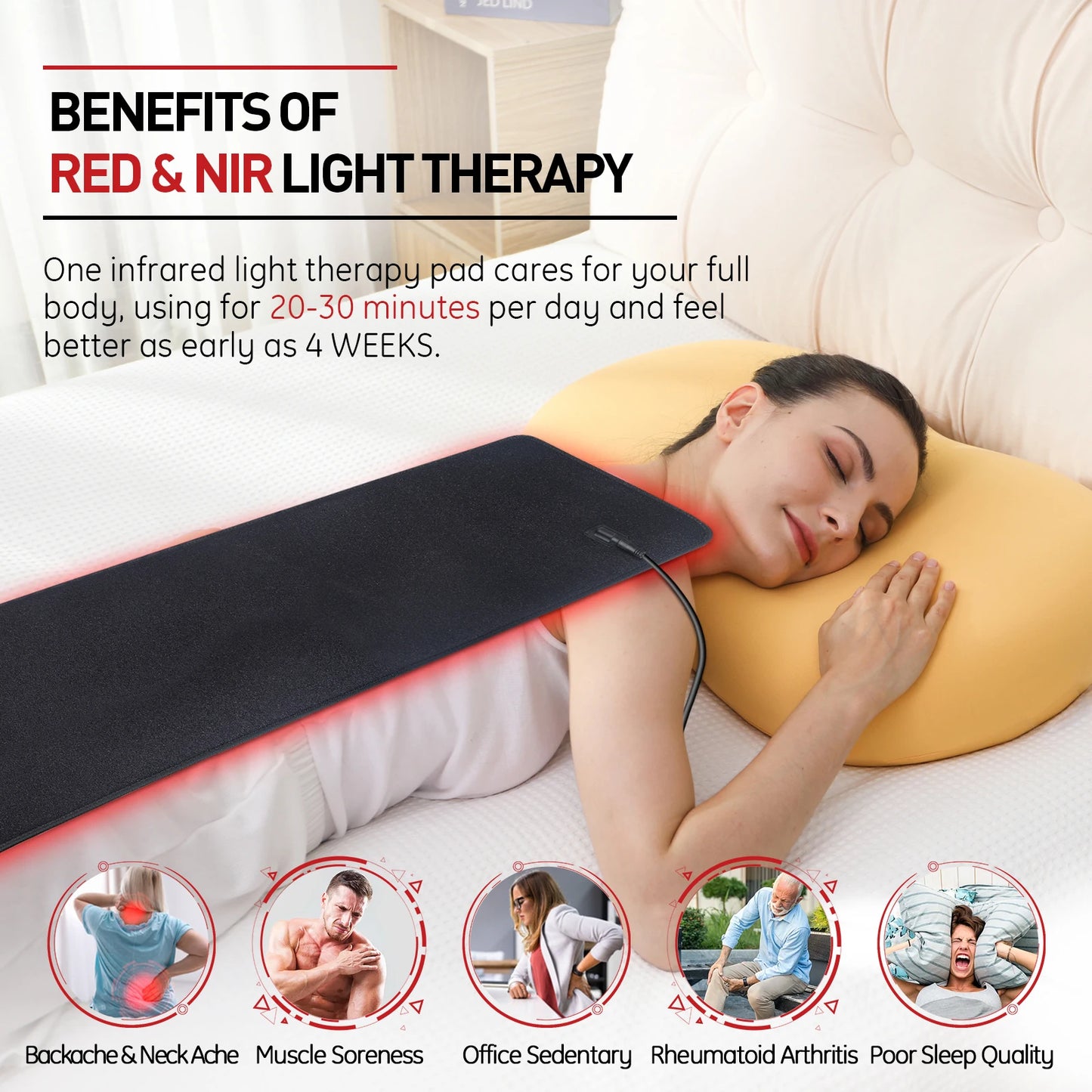Astarexin Red Light Therapy Heating Pad For Body Infrared Pain Relief
