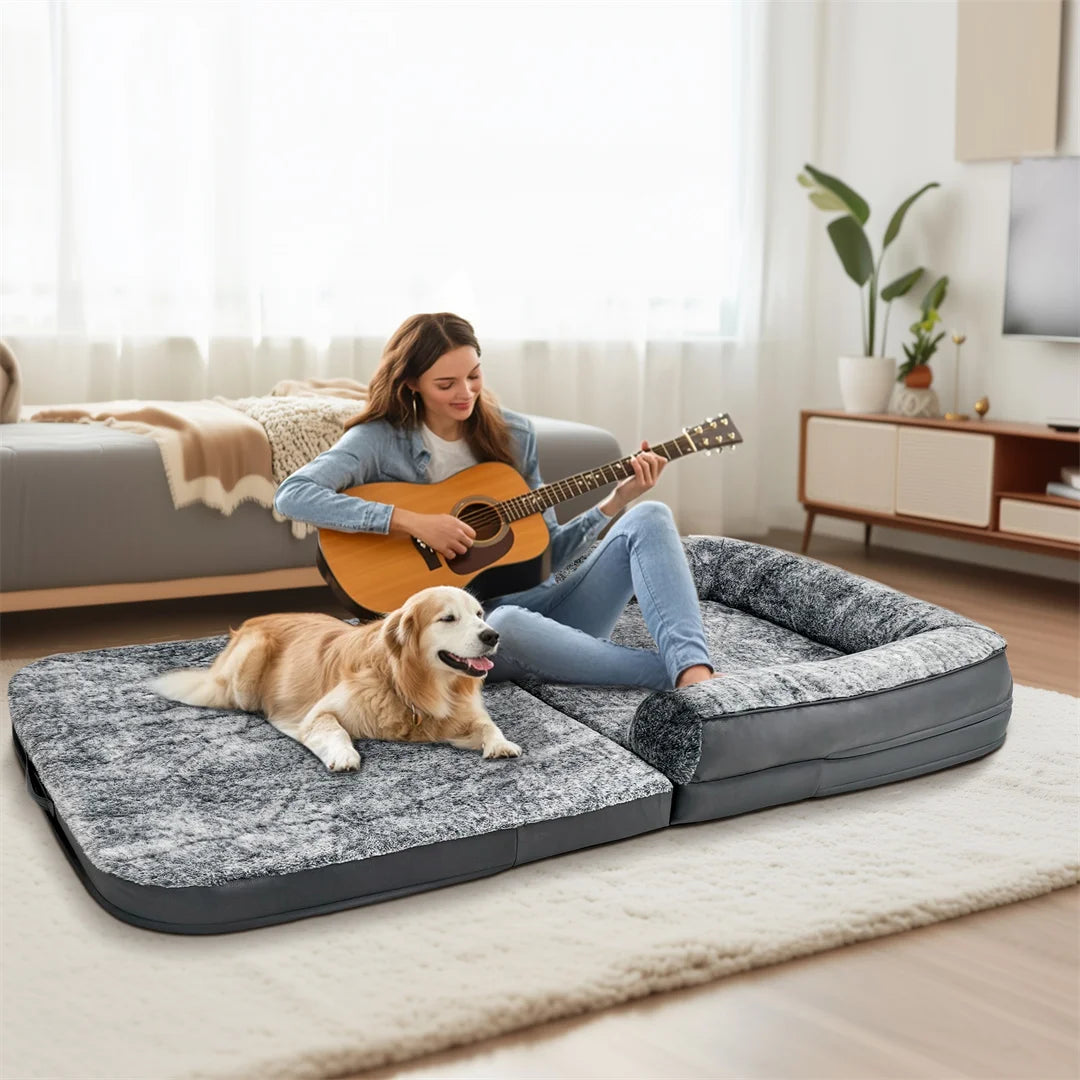 BINGOPAWC 180cm Giant Dog Bed Foldable Calming Plush Orthopedic