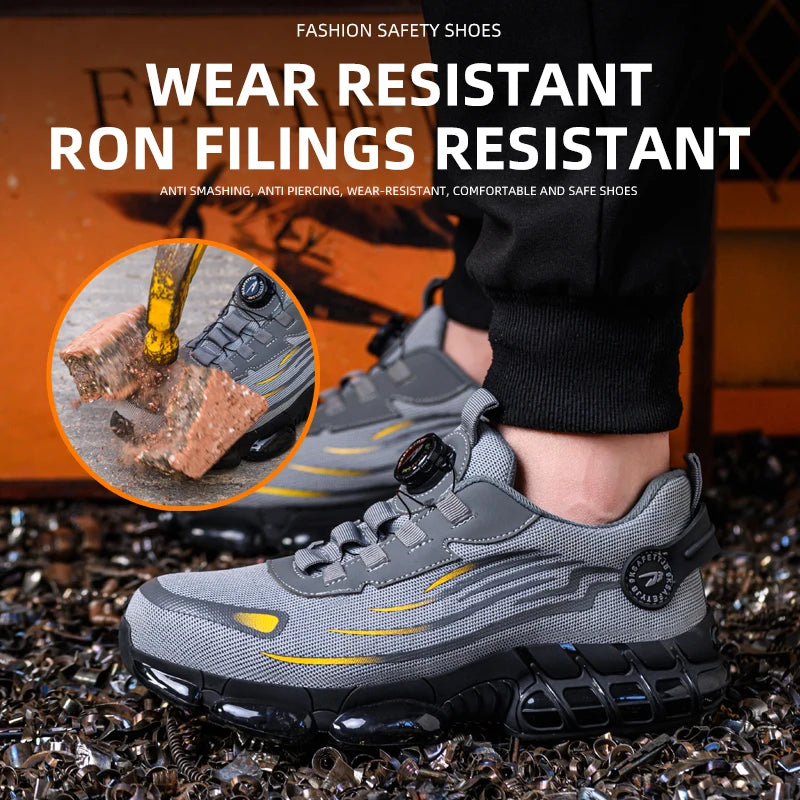 Breathable Lace Free Soft Sole Safety Shoes For Men Anti Smash And Puncture