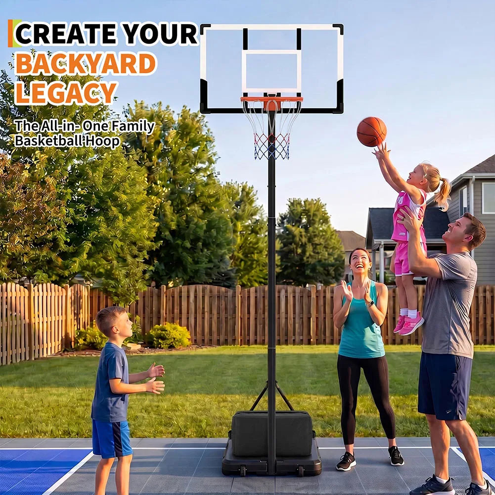 Portable Adjustable Basketball Hoop with Fillable Base and Wheels for Outdoor Play
