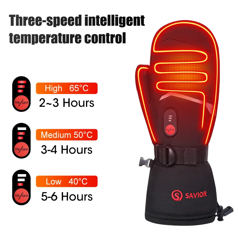 Savior Heat Winter Heated Mittens For Men Women With Rechargeable Battery