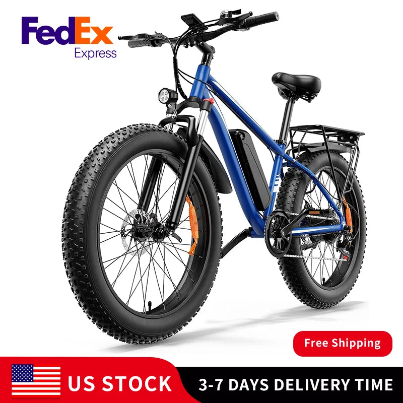 Electric Bicycle 1000W Motor 48V15AH Lithium Battery Electric Bike Disc Brake 26*4 Inch Fat Tire Snow E-bike