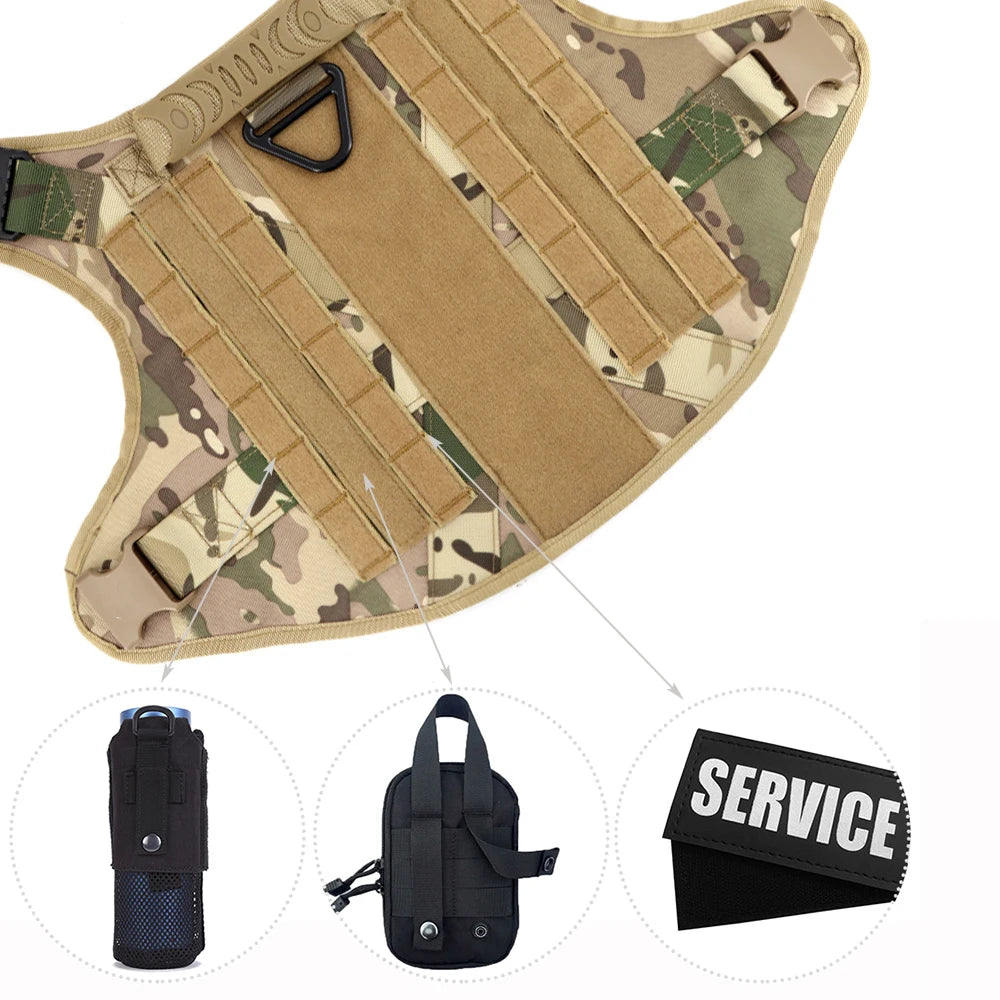 Equip your canine for focused training with the PETRAVELCN Military Large Dog Harness Vest Set.