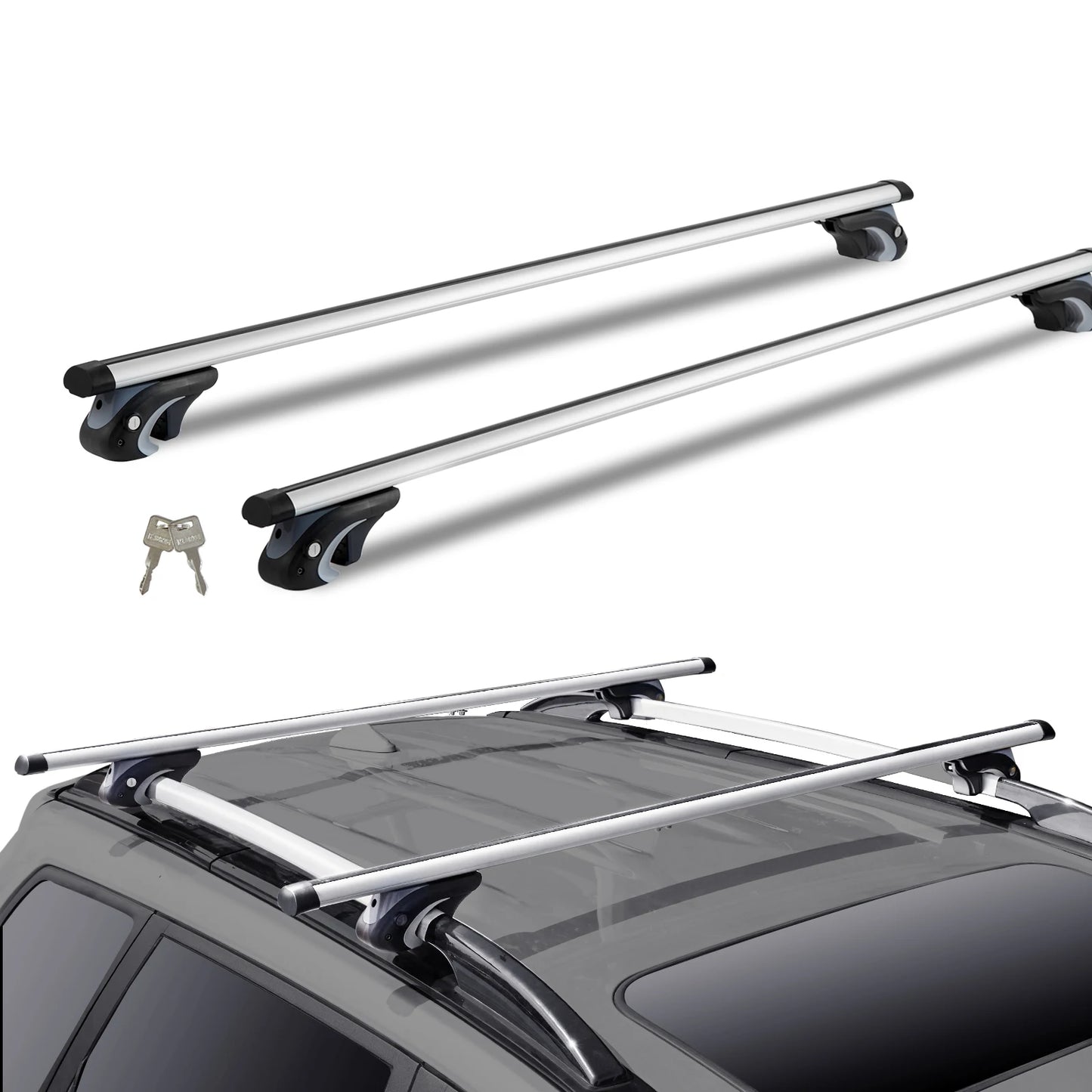 SucceBuy Adjustable Aluminum Roof Rack Cross Bars For SUVs And Sedans