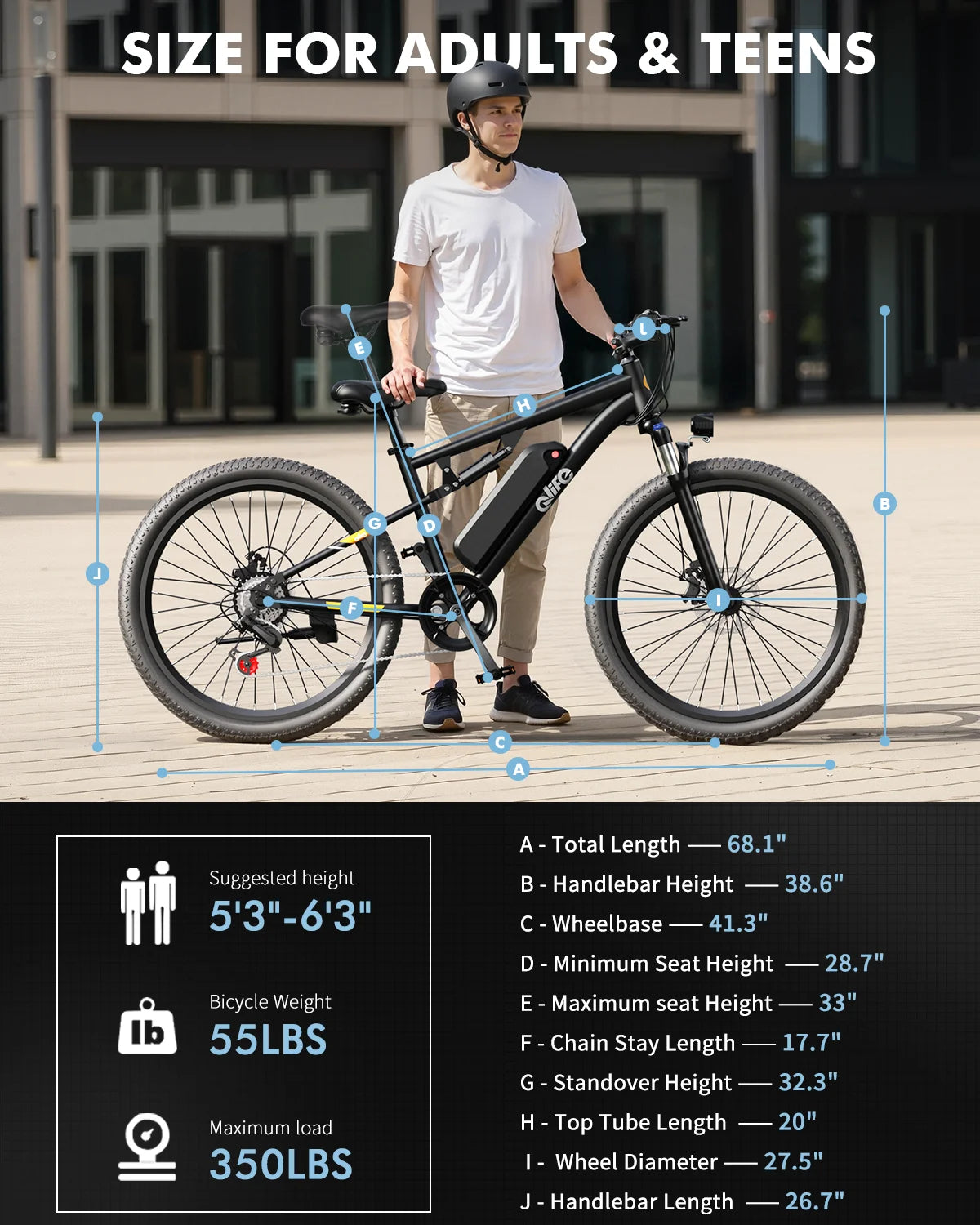 Qlife Racer Ultra 27.5" Electric Bicycle for Adults, Full Suspension 21-Speed Mountain Ebike with 1200W Brushless Motor, 48V 10.4AH Removable Battery 55 Miles