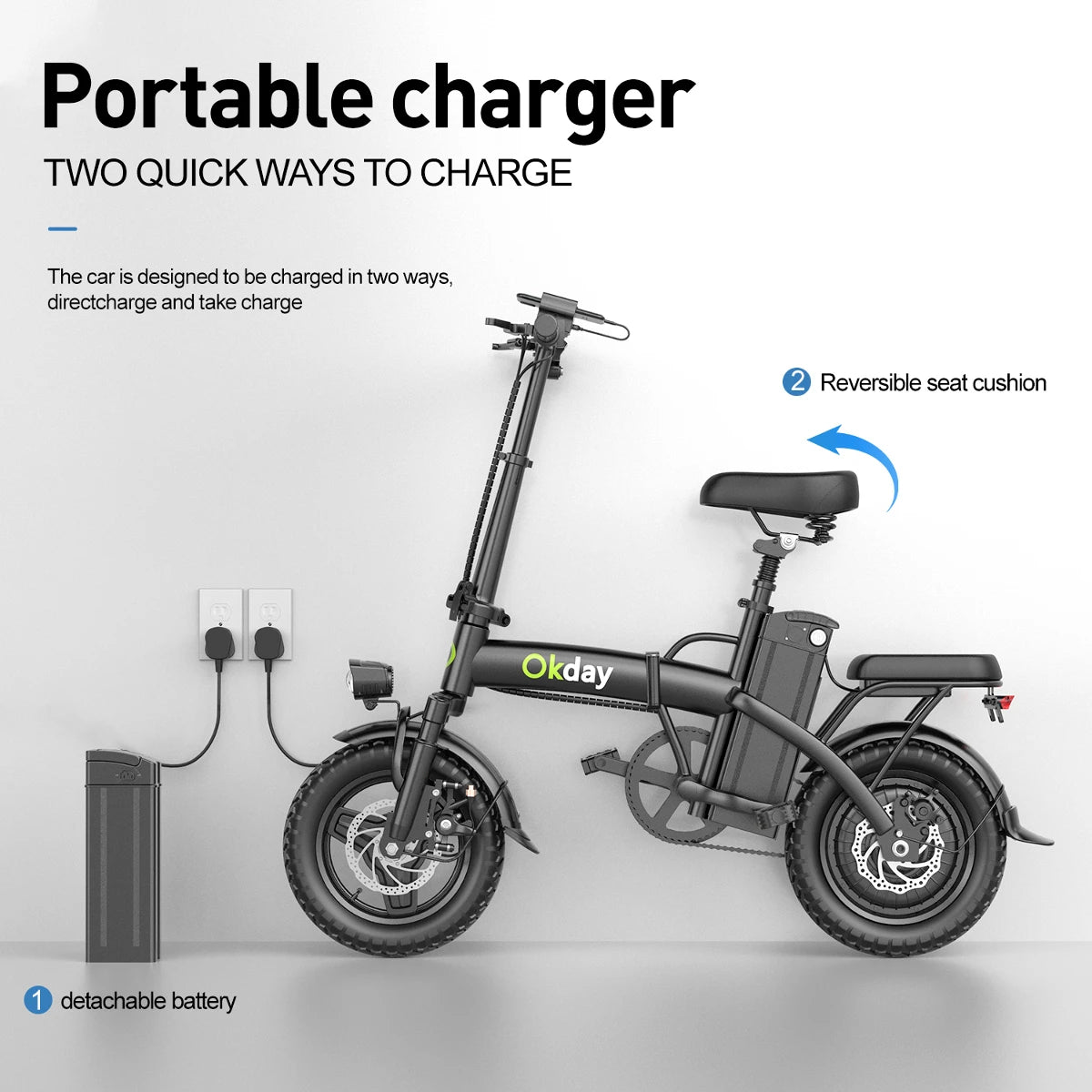 400W Foldable Electric Bike for Adults, 19 MPH, Long Range, 14" All-Terrain Tires, Dual Brakes, Portable Commuter E-Bike with Ca