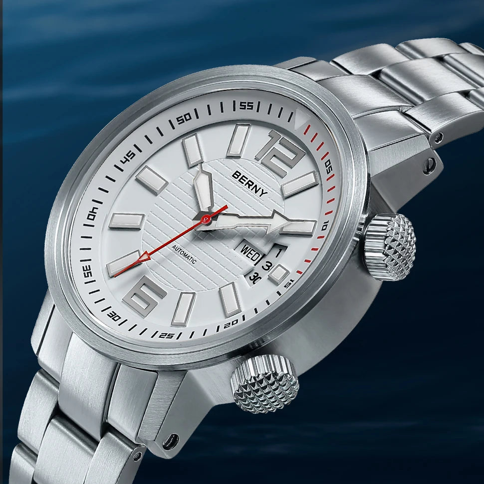 BERNY 20ATM Diver Mechanical Watch For Men Super Luminous Sapphire Automatic