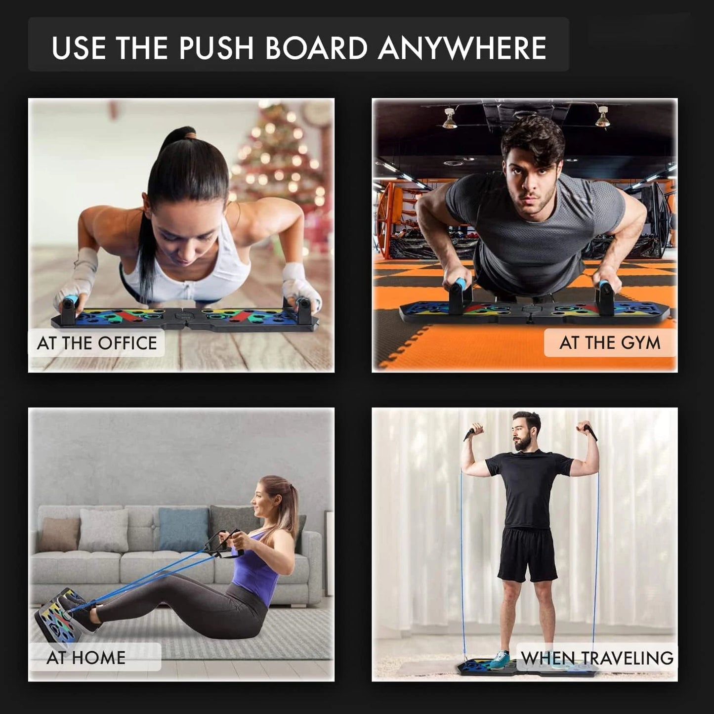 Unlock a versatile push-up board that makes every rep count, empowering your chest, core, and arm workouts whether you train at home, in the gym, or on the go.