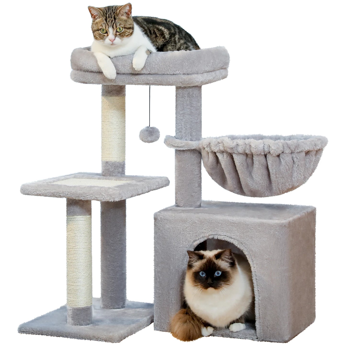 PEQULTICN Small Cat Tree With Three Levels Sisal Scratching Post