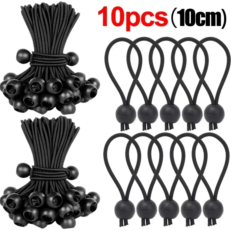 Outdoor Elastic Ball Rope Bungee Cords Portable Tent Fixing Tarpaulin Awning Canopy Heavy Duty Tarp Tie Down for Shelter Cargo